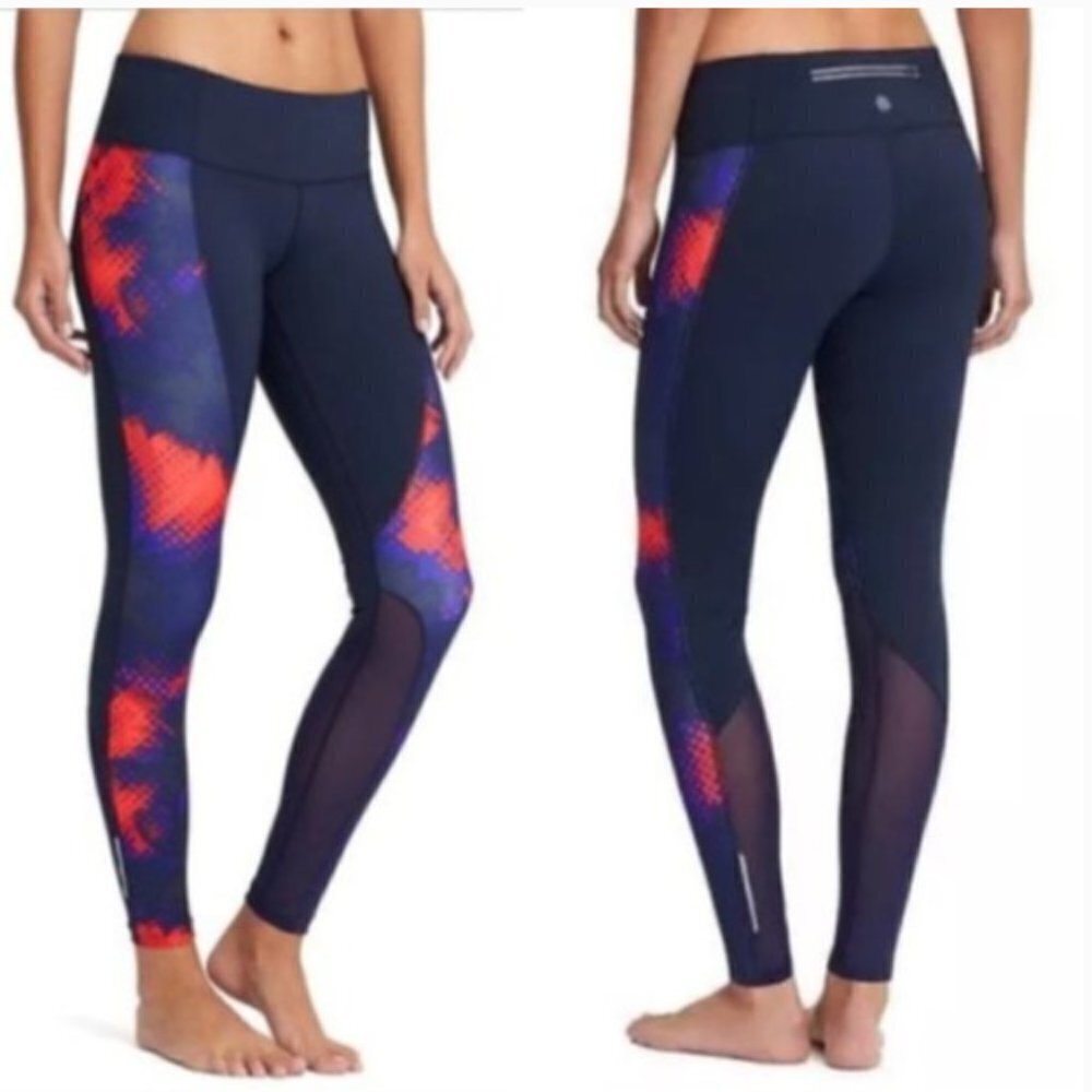 Athleta Electro Cobalt Blue Red Ankle Length Legging S 153850-01